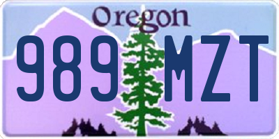 OR license plate 989MZT