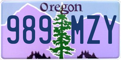 OR license plate 989MZY