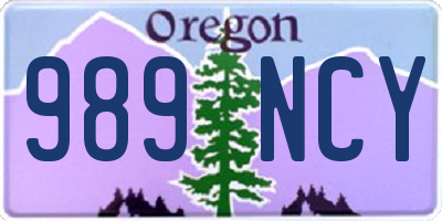 OR license plate 989NCY