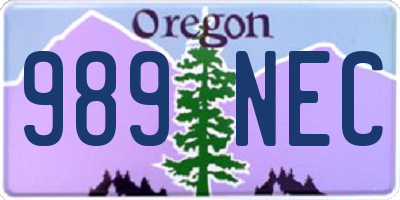 OR license plate 989NEC