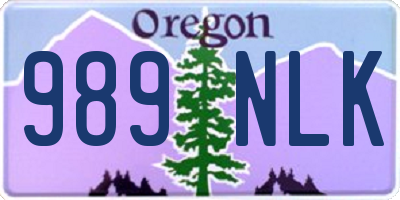 OR license plate 989NLK
