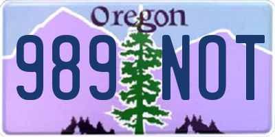 OR license plate 989NOT