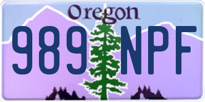 OR license plate 989NPF