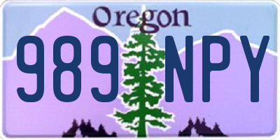 OR license plate 989NPY