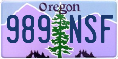 OR license plate 989NSF