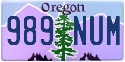 OR license plate 989NUM
