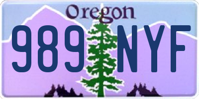 OR license plate 989NYF