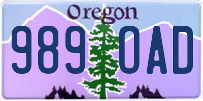 OR license plate 989OAD
