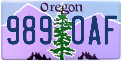 OR license plate 989OAF