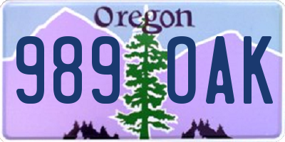 OR license plate 989OAK