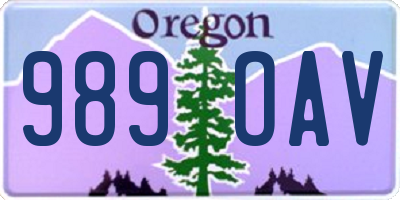 OR license plate 989OAV