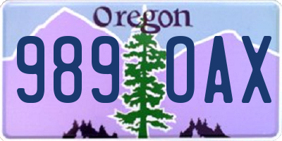 OR license plate 989OAX