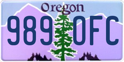 OR license plate 989OFC