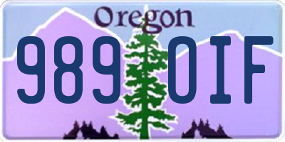 OR license plate 989OIF