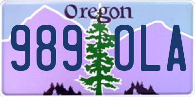 OR license plate 989OLA