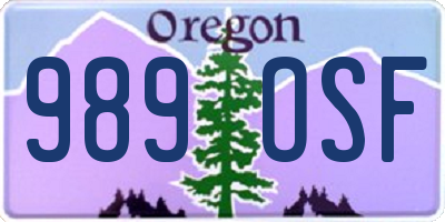 OR license plate 989OSF