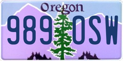 OR license plate 989OSW