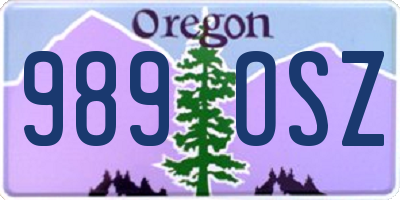 OR license plate 989OSZ