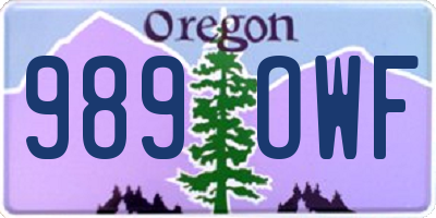 OR license plate 989OWF