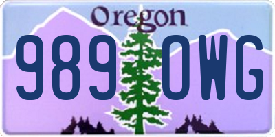 OR license plate 989OWG