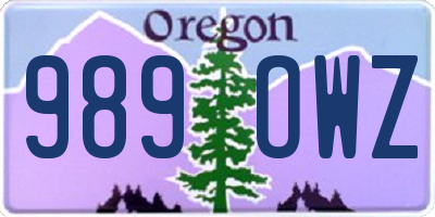 OR license plate 989OWZ