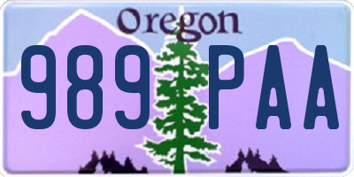 OR license plate 989PAA