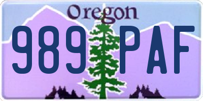 OR license plate 989PAF