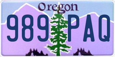 OR license plate 989PAQ