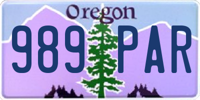 OR license plate 989PAR