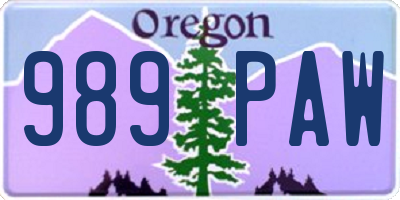 OR license plate 989PAW