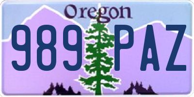 OR license plate 989PAZ