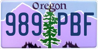 OR license plate 989PBF