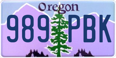 OR license plate 989PBK