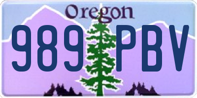 OR license plate 989PBV
