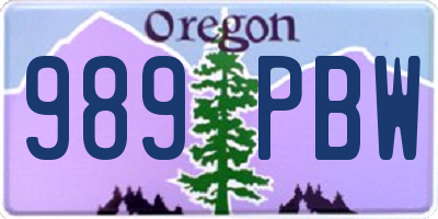 OR license plate 989PBW