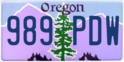OR license plate 989PDW