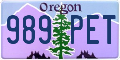 OR license plate 989PET