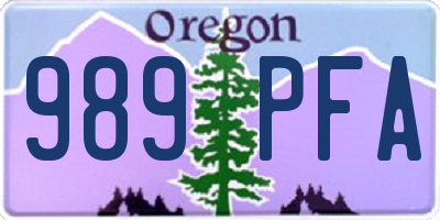 OR license plate 989PFA