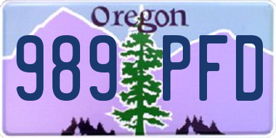 OR license plate 989PFD