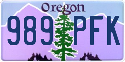 OR license plate 989PFK
