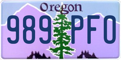 OR license plate 989PFO