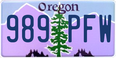 OR license plate 989PFW