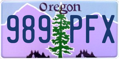 OR license plate 989PFX
