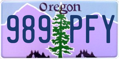 OR license plate 989PFY