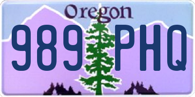 OR license plate 989PHQ