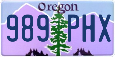OR license plate 989PHX