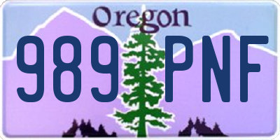 OR license plate 989PNF