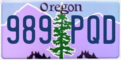 OR license plate 989PQD