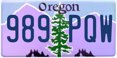 OR license plate 989PQW