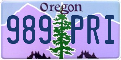 OR license plate 989PRI